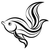 an abstract, fluid design of a fish swimming, using curves and waves to represent motion, vector