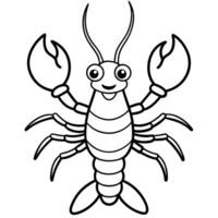 a coloring page of an lobster with no color just black lines, illustration line art vector