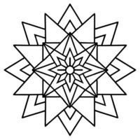 a mandala design using symmetrical geometric shapes like triangles, squares, and circles, giving it vector