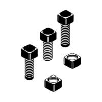 isometric bolts, illustration line art vector