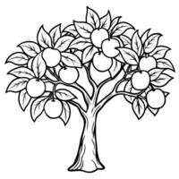 peach tree, illustration line art vector