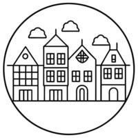 holland street with houses in circle use this variant vector
