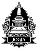 hyper realistic, art logo text jogja, a of tugu monument with trendy style an frame, art vector