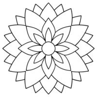coloring pages for kids, bold line art, lotus petals in a radial pattern with interlocking vector