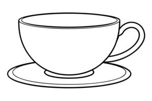 a cup of tea silhouette on white background, illustration line art vector