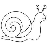 a simple coloring page line art illustration of an abstract snail using simple shapes and lines on vector