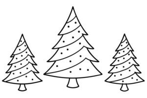 outline hand drawings of various abstract christmas trees smooth and clean path on a white vector