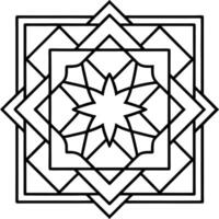 from persian carpet pattern in rectangular geometric shape, illustration line art vector