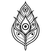 a detailed icon of a peacock feather, with flowing lines and vibrant patterns, vector