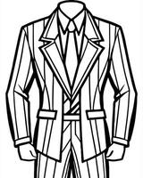 a power suit in vibrant colors with bold tailoring black and white, illustration line art vector