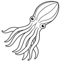 a coloring page of an cuttlefish with no color just black lines, illustration line art vector