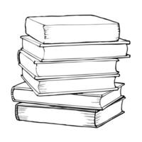 old books of different sizes stand pressed against each other with details, illustration vector