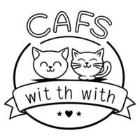 logo of a cafe called cafe with cats, illustration line art vector