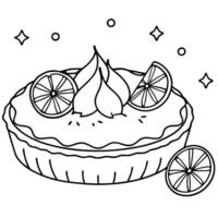a lemon meringue pie on a pristine white table, garnished with lemons and mint sprinkles, vector