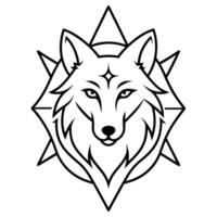 a logo design of a white wolf, combining elements of mystique and strength minimalism and white vector