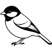4 set chickadee black , side view, different style art, solid white color background, vector