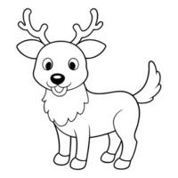 coloring page for kids, bold line art, a dog wearing reindeer antlers, illustration line art vector