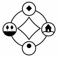 community and biosphere icon, illustration line art vector