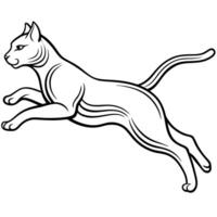 the refined figure of a cat in a jump in the style of a luxury logo, illustration line art vector