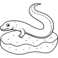 eel resting on the bottom the eel lies flat on the ocean or riverbed, sometimes partially vector