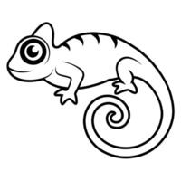 a stylized icon of a chameleon, focusing on its curled tail and distinctive eye, vector
