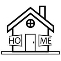 a black and white svg file design of a houses with a home sign the background is white, vector