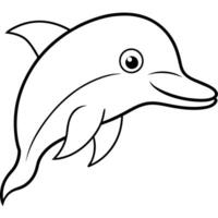 a river dolphin head with white background, illustration line art vector