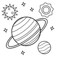 a coloring page of an space solar with no color just black lines, illustration line art vector