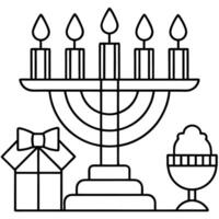 happy hanukkah greeting card or background illustration, illustration line art vector