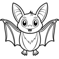 a cute bat with big, round eyes, illustration line art vector