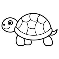 a small, rounded icon of a turtle, with a patterned shell and stubby legs, illustration line vector