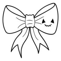 bow with halloween print, illustration line art vector