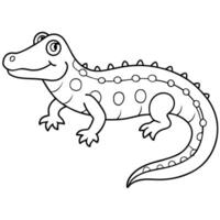 a simple coloring page line art illustration of an intricate crocodile with bold lines, designed as vector