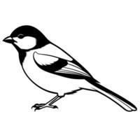 4 set chickadee black , side view, different style art, solid white color background, vector