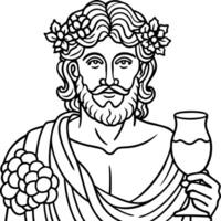 dionysus god of wine, pleasure, and festivity sometimes included as an olympian in place of hestia, vector