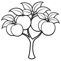 peach tree, illustration line art vector