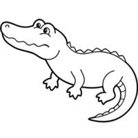 a drawing of a simple cute alligator, illustration line art vector