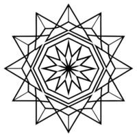 a precise geometric mandala with sharp, clean lines, featuring a central hexagon surrounded by vector