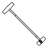 an image of polo mallet silhouette with a white background, illustration line art vector