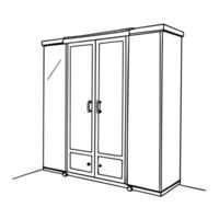 closet with mirrored doors, illustration line art vector