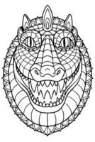 alligator head, mandala coloring pages, cozy coloring pages, cute coloring pages, aesthetic, cozy vector