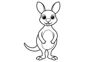 a line drawing of a cute cartoon a kangaroo, standing on its hind legs the character has a round vector
