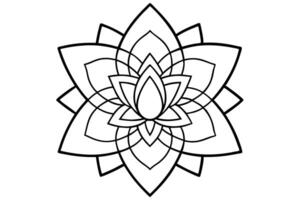 a mandala with a lotus flower silhouette in the center, surrounded by intricate geometric patterns, vector