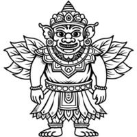 barong bali, bold line, solid line, detail line, simplify color, sharp line, full body, 3d vector