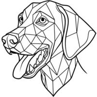 weimaraner dog in geometric, open mouth in profile, illustration line art vector