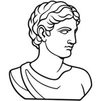 shoulder length silhouette of apollo statue, turned to the right, sharp facial features, vector