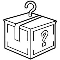 box with a question mark, illustration line art vector