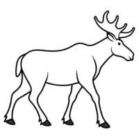 a good looking moose with walking silhouette style with white background, vector