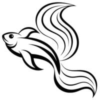 an abstract, fluid design of a fish swimming, using curves and waves to represent motion, vector
