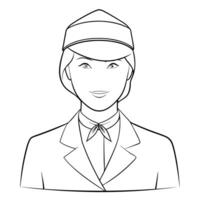 flight attendant, illustration line art vector